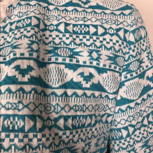 Valerie Stevens Blue White Tribal Fringe Blazer - Picture 3 of 7